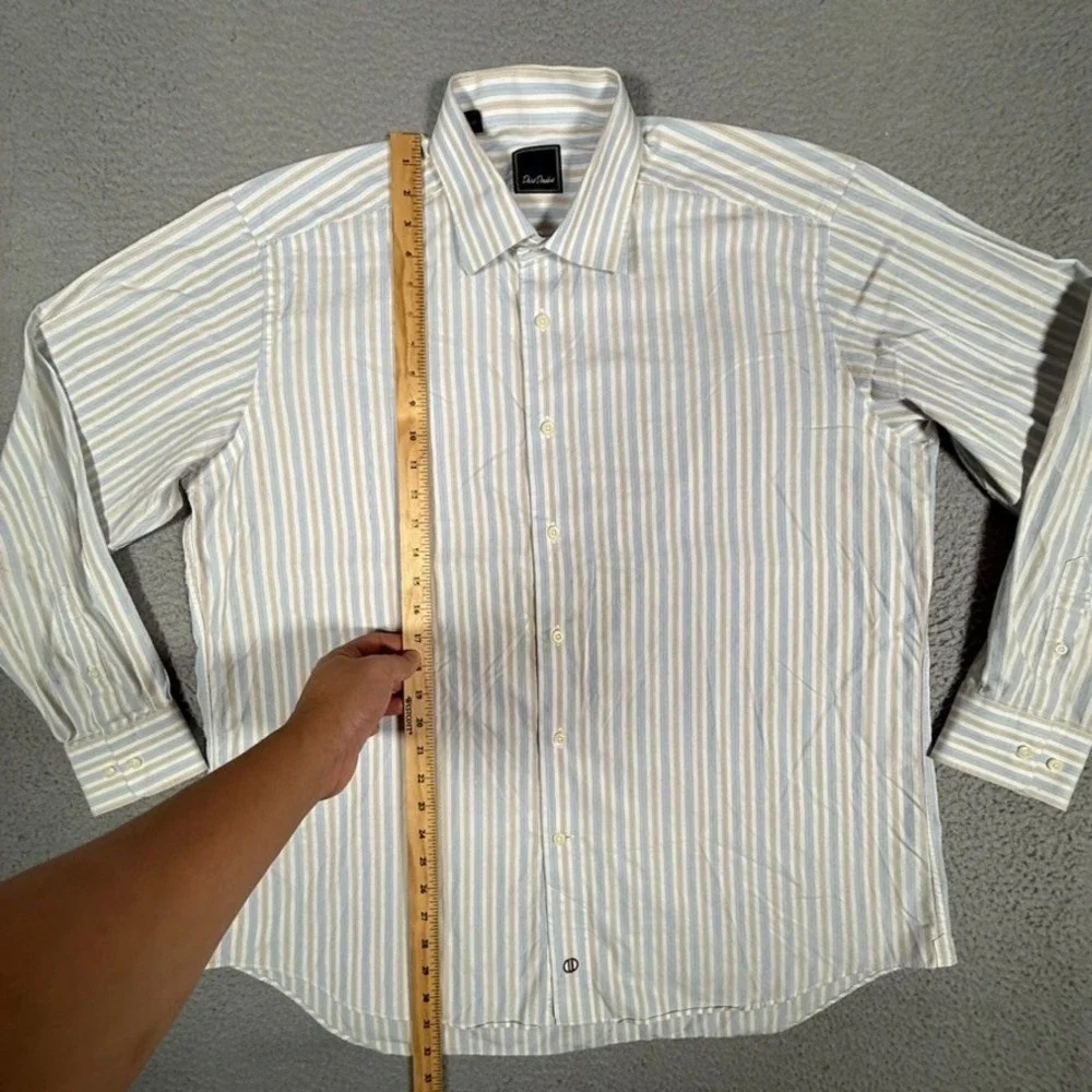 David Donahue Shirt Mens 17.5 34/35 Striped Casual Preppy Button Up Dress Cotton